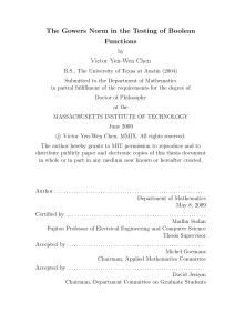 The Gowers Norm in the Testing of Boolean Functions Victor Yen-Wen Chen