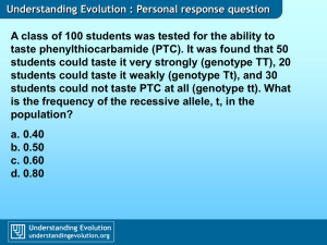 A class of 100 students was tested for the ability... taste phenylthiocarbamide (PTC). It was found that 50