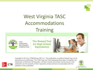 West Virginia TASC Accommodations Training