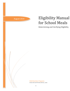 Eligibility Manual for School Meals August 2014