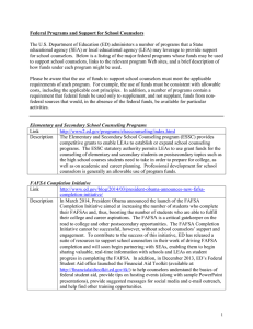 Federal Programs and Support for School Counselors