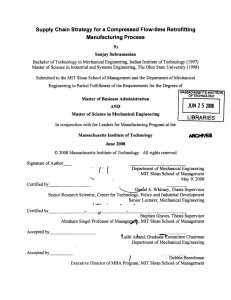 Supply Chain  Strategy  for a Compressed  Flow-time ... Manufacturing  Process