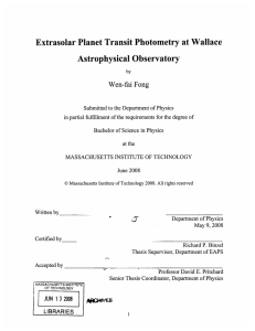 Extrasolar Planet Transit Photometry at Wallace Astrophysical  Observatory Wen-fai  Fong