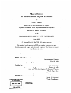 by Quark Masses: An  Environmental  Impact  Statement Itamar  Kimchi