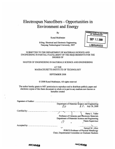 Environment and Energy Electrospun Nanofibers Opportunities in -