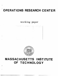 OPERATIONS  RESEARCH  CENTER MASSAC H USE TTS I