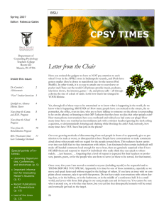 CPSY TIMES  Letter from the Chair BSU 