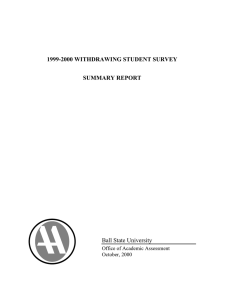 1999-2000 WITHDRAWING STUDENT SURVEY SUMMARY REPORT Ball State University Office of Academic Assessment