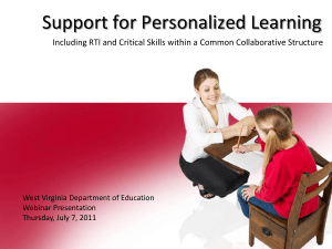 Support for Personalized Learning West Virginia Department of Education Webinar Presentation