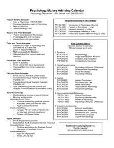 Psychology Majors Advising Calendar Psychology Department: 1078 Bartlett Hall, 319-273-2303