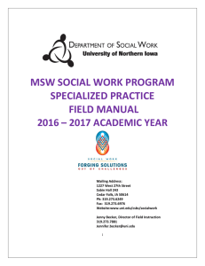 MSW SOCIAL WORK PROGRAM SPECIALIZED PRACTICE FIELD MANUAL