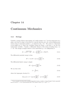 Continuum Mechanics Chapter 14 14.1 Strings