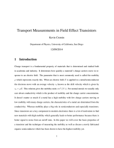 Transport Measurements in Field Effect Transistors 1 Introduction Kevin Cremin