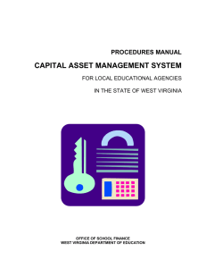CAPITAL ASSET MANAGEMENT SYSTEM PROCEDURES MANUAL FOR LOCAL EDUCATIONAL AGENCIES