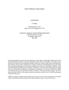 NBER WORKING PAPER SERIES ANOMALIES Lu Zhang Working Paper 11322