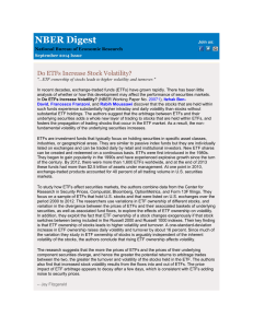 NBER Digest  Do ETFs Increase Stock Volatility?