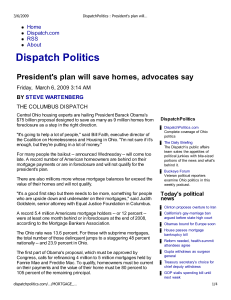 Dispatch Politics President's plan will save homes, advocates say Home Dispatch.com