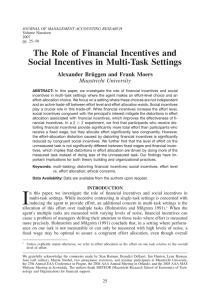 The Role of Financial Incentives and Social Incentives in Multi-Task Settings