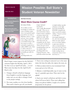 Mission Possible: Ball State’s Student Veteran Newsletter Want More Course Credit?