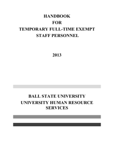 HANDBOOK FOR TEMPORARY FULL-TIME EXEMPT STAFF PERSONNEL