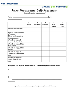 Anger Management Self-Assessment  Can I Stay Cool? GRADE