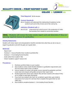 REALITY CHECK – FIRST REPORT CARD GRADE LESSON