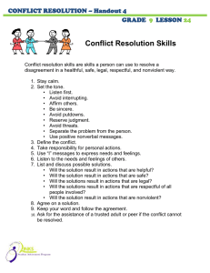 Conflict Resolution Skills CONFLICT RESOLUTION – Handout 4 GRADE