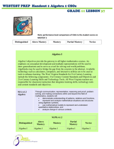 WESTEST PREP  Handout 1 Algebra 1 CSOs GRADE LESSON