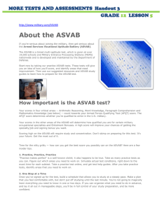 About the ASVAB  MORE TESTS AND ASSESSMENTS  Handout 3 GRADE