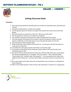 Setting Classroom Rules  SETTING CLASSROOM RULES – TR 2 GRADE