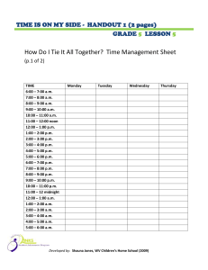 How Do I Tie It All Together?  Time Management Sheet  TIME IS ON MY SIDE -  HANDOUT 1 (2 pages) GRADE