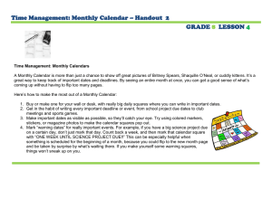Time Management: Monthly Calendar – Handout  2 GRADE LESSON