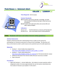 Tech Sense 1 – Internet Alert GRADE LESSON