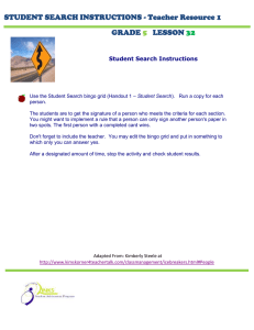 STUDENT SEARCH INSTRUCTIONS - Teacher Resource 1 GRADE LESSON