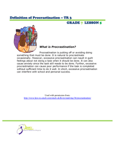 Definition of Procrastination – TR 3 GRADE LESSON