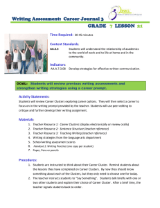 Writing Assessment:  Career Journal 3 GRADE LESSON