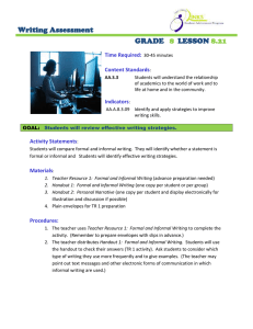 Writing Assessment GRADE LESSON