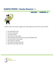 SAMPLE TOPICS – Teacher Resource   1 GRADE LESSON