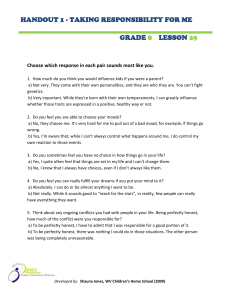 HANDOUT 1 - TAKING RESPONSIBILITY FOR ME GRADE LESSON