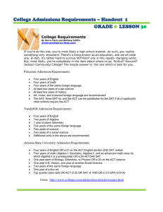College Admissions Requirements – Handout  1 GRADE LESSON