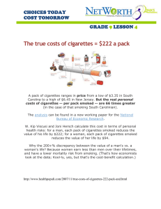 The true costs of cigarettes = $222 a pack CHOICES TODAY