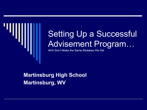 Setting Up a Successful Advisement Program… Martinsburg High School Martinsburg, WV