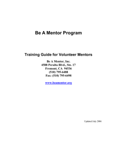 Be A Mentor Program  Training Guide for Volunteer Mentors