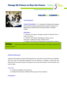 Change My Future or Stay the Course GRADE LESSON 11