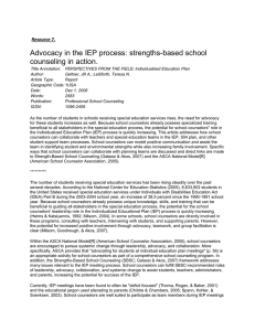 Advocacy in the IEP process: strengths-based school counseling in action.  Resource 7.