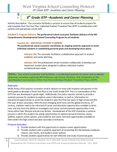 West Virginia School Counseling Protocol  8  Grade ISTP –Academic and Career Planning 