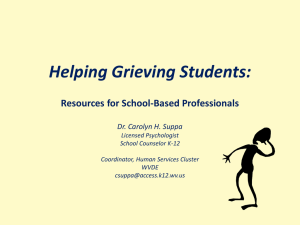 Helping Grieving Students: Resources for School-Based Professionals Dr. Carolyn H. Suppa