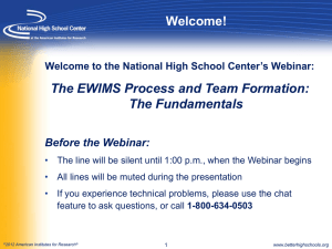 Welcome! The EWIMS Process and Team Formation: The Fundamentals