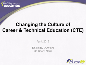 Changing the Culture of Career &amp; Technical Education (CTE) April, 2013