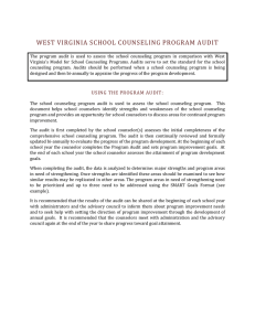 WEST VIRGINIA SCHOOL COUNSELING PROGRAM AUDIT